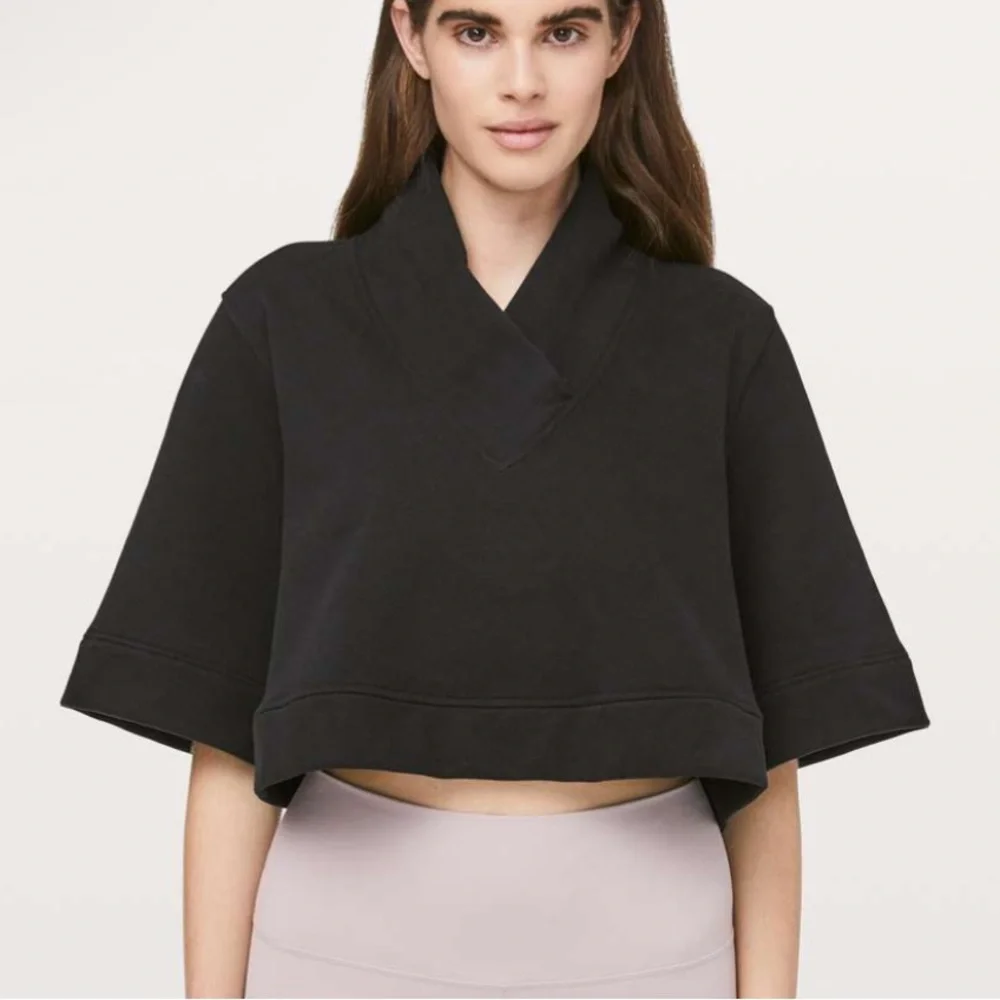Lululemon Know Your Angles Poncho Sweatshirt Women’s Large Black Athleisure